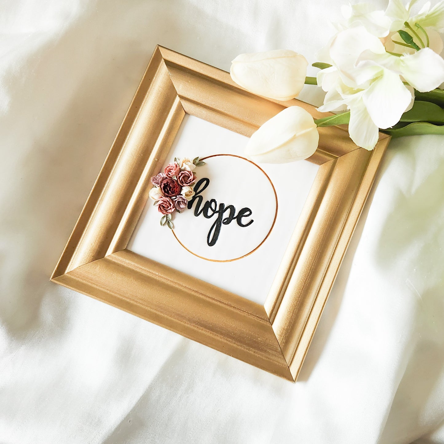 Hope 3D Floral Framed Art