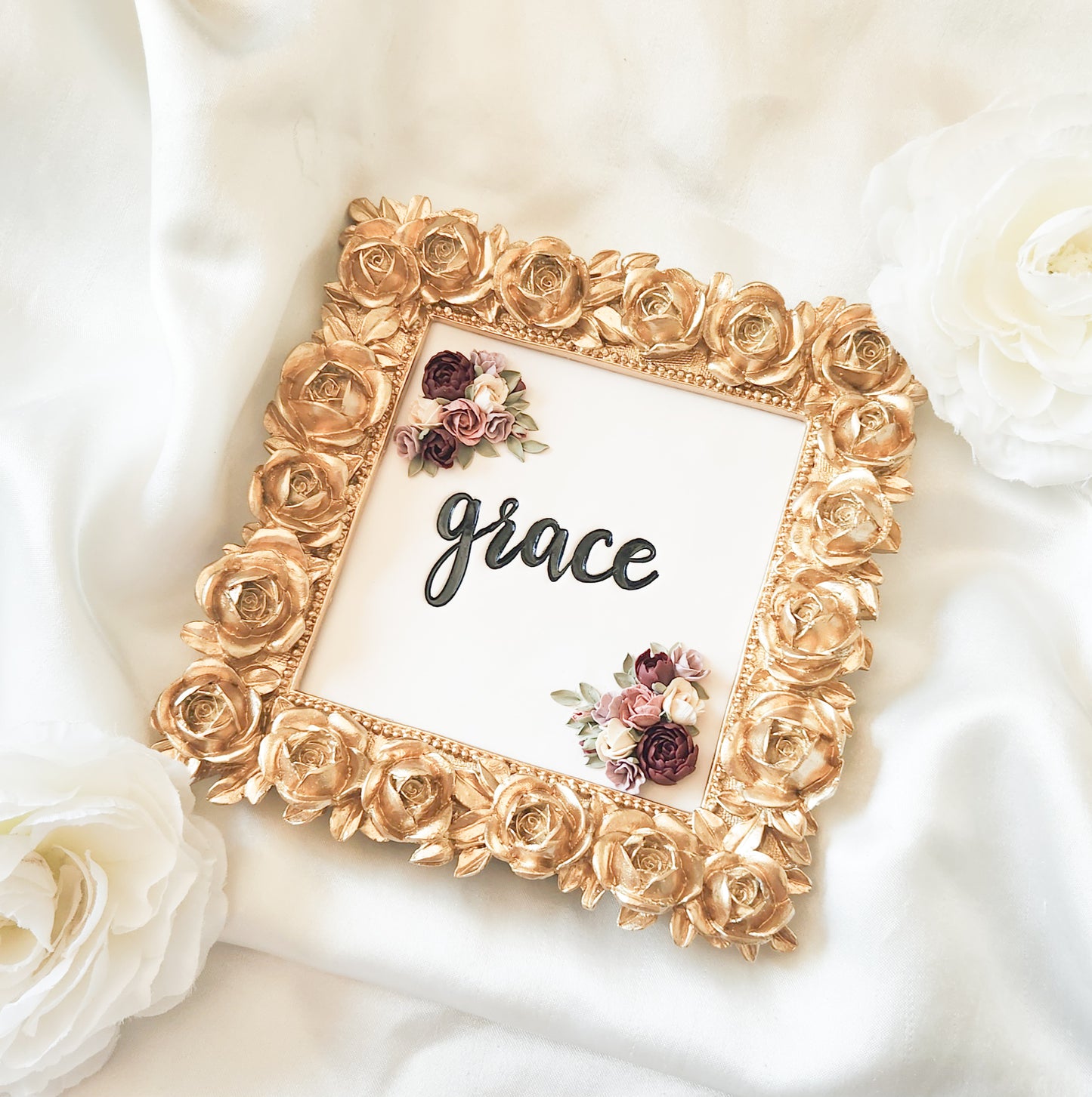 Grace 3D Floral Framed Desk/ Table Art
