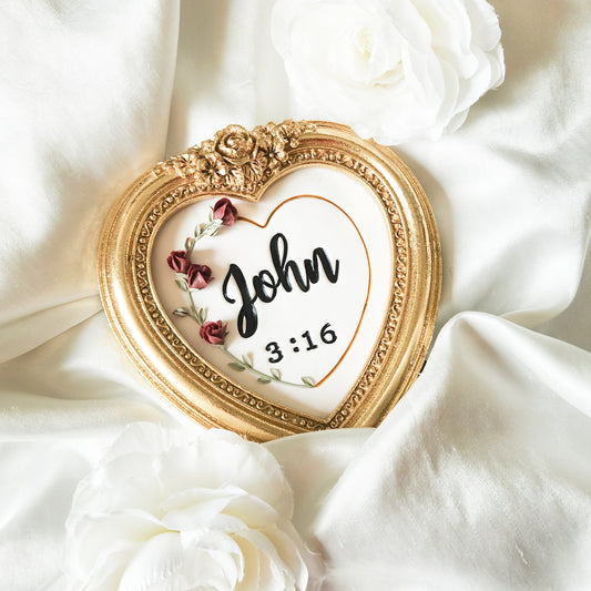 John 3:16 3D Floral Heart Framed Desk/ Table Art
