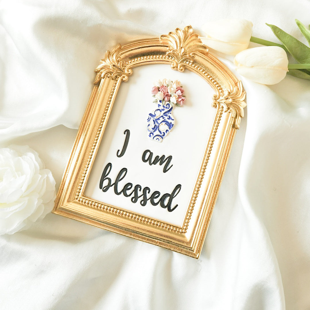 I am Blessed Flowers In A Vase 3D Desk Art
