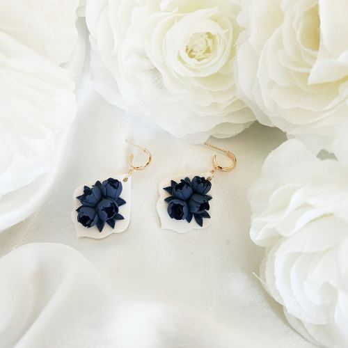 Hannah Blue Floral  Earrings