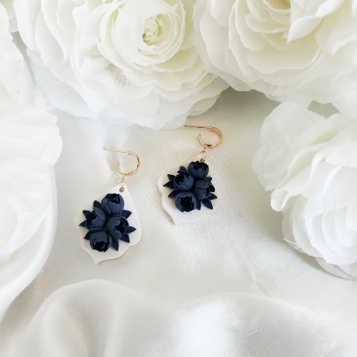 Hannah Blue Floral  Earrings