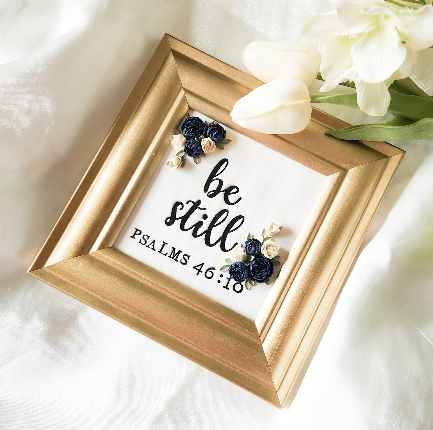 Be Still 3D Floral Framed Art