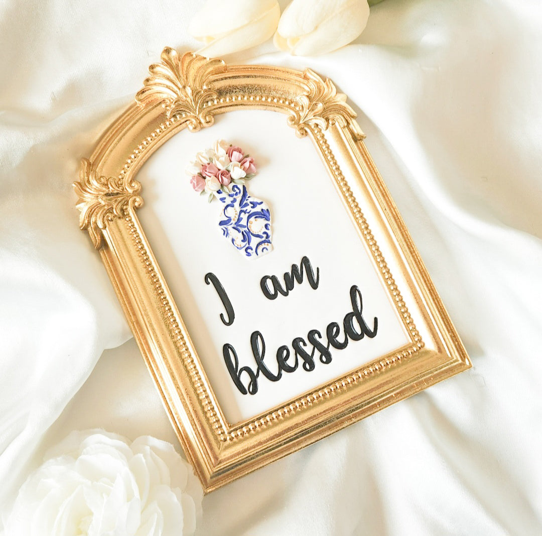 I am Blessed Flowers In A Vase 3D Desk Art