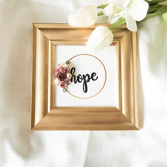 Hope 3D Floral Framed Art