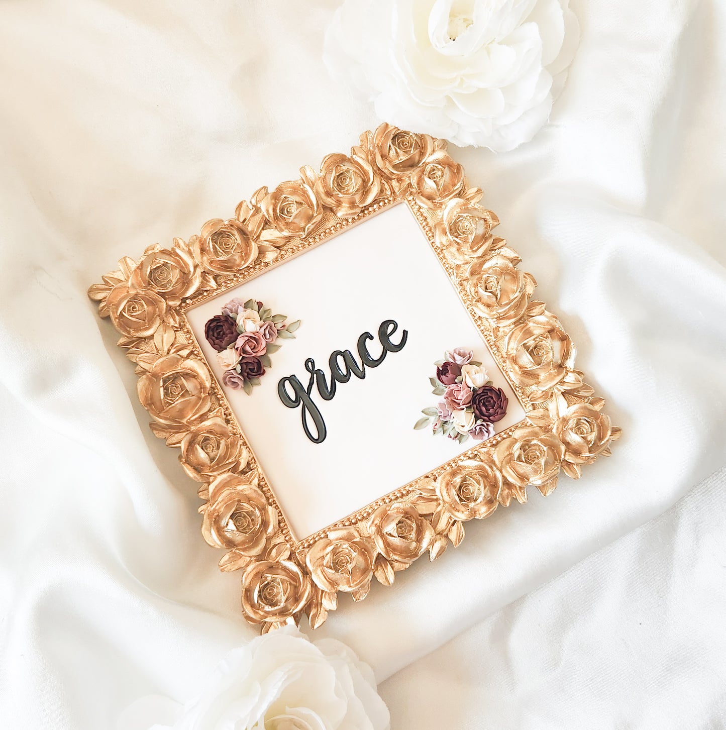 Grace 3D Floral Framed Desk/ Table Art