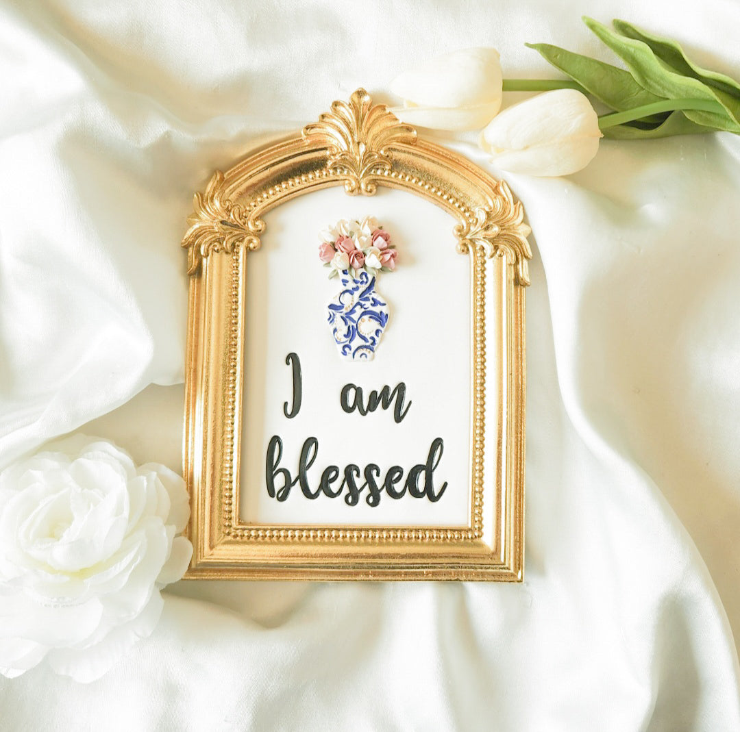 I am Blessed Flowers In A Vase 3D Desk Art