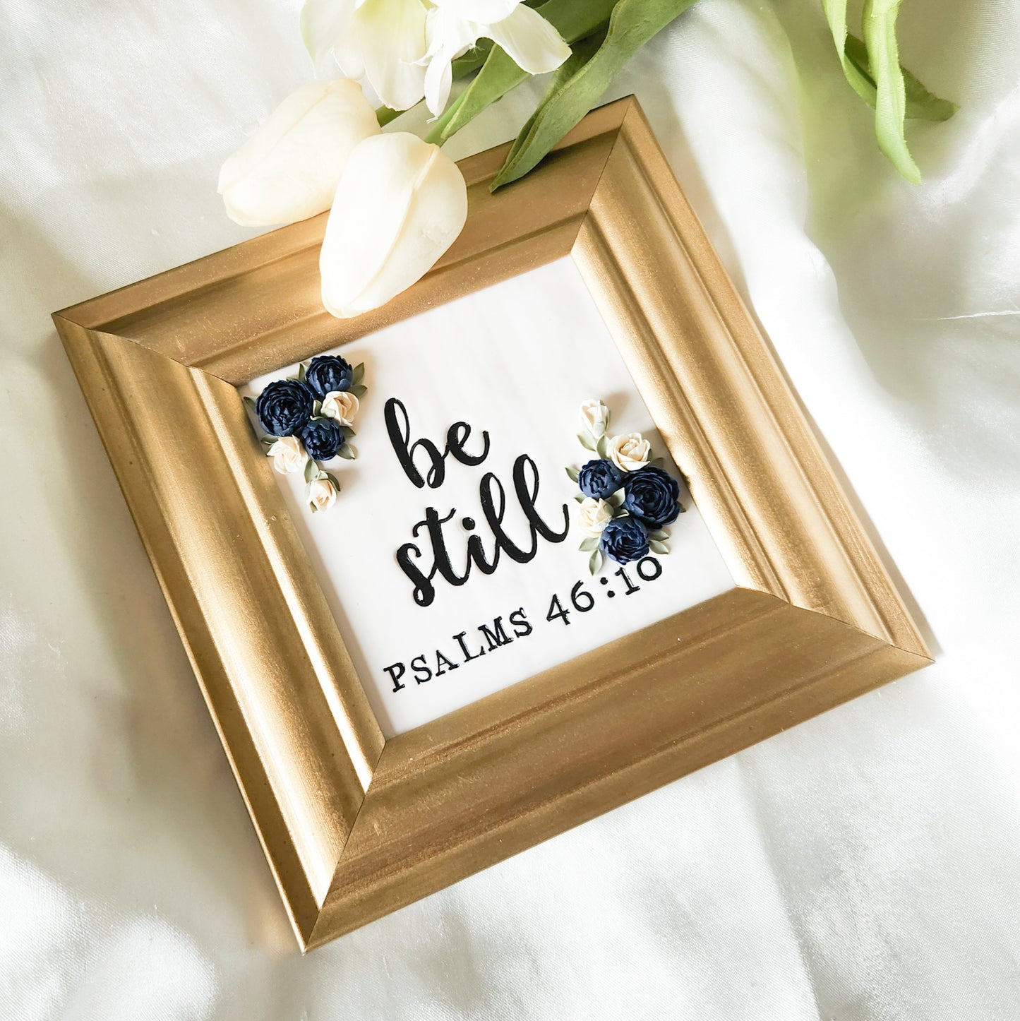 Be Still 3D Floral Framed Art