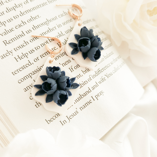 Hannah Blue Floral  Earrings