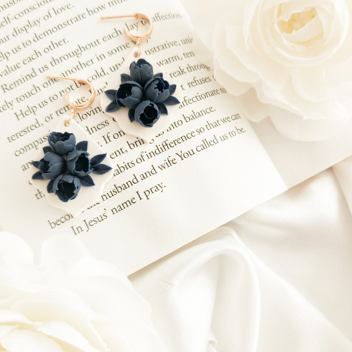 Hannah Blue Floral  Earrings